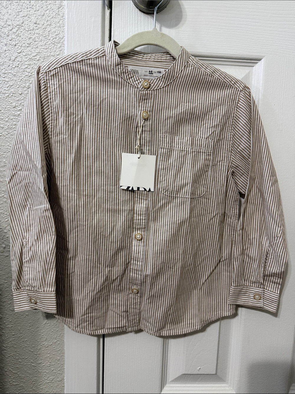 Zara Boys Striped Mandarin Collar Shirt NWT